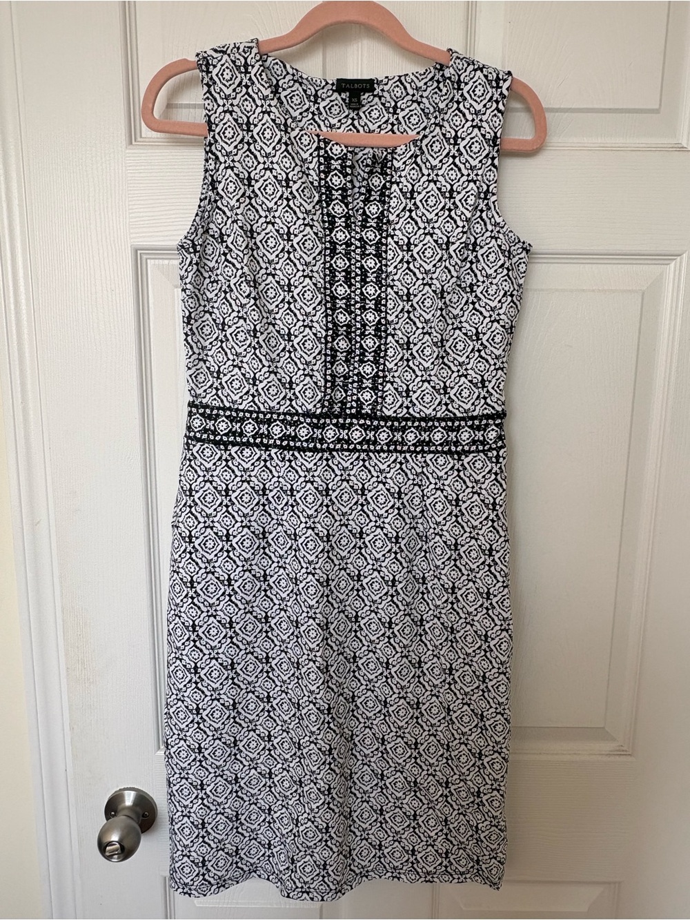 Talbots Black & White Geometric Sheath Dress